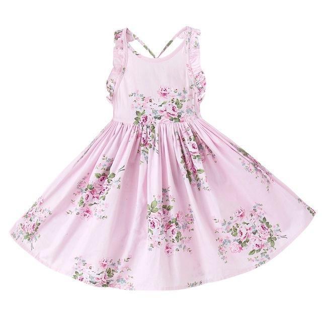 Summer Baby Girls Backless Vintage Floral Party Dress Bump baby and beyond
