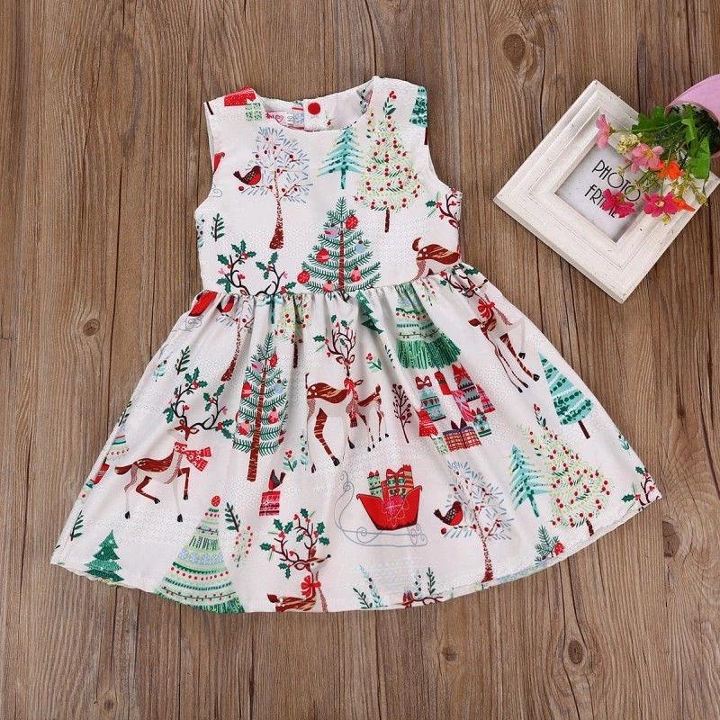 Toddler Baby Girls Christmas Button Geometry Dress Bump baby and beyond