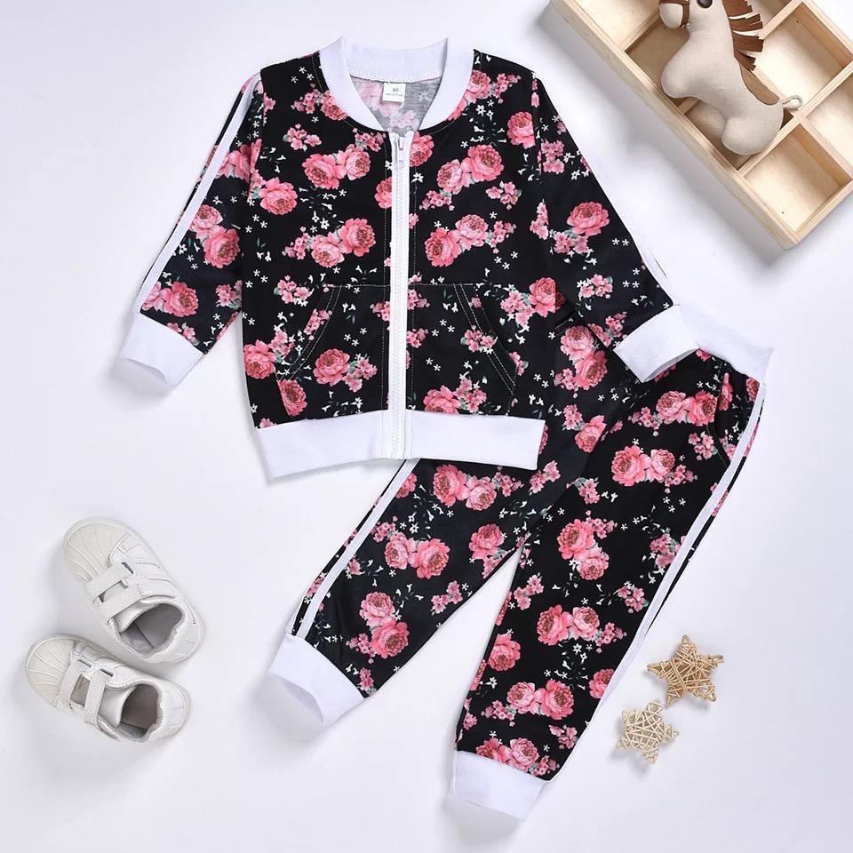 Toddler Girls Sweatshirt Floral Tracksuit Outfit Bump baby and beyond