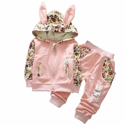Baby Girl Rabbit Ear Hooded Coat Outfit