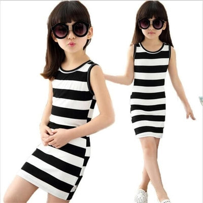 Exquisite stripe sleeveless girls dresses