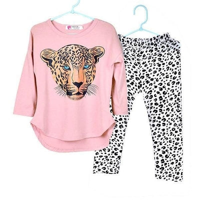 Full Girl Long Sleeve T Shirt Leopard Leggings Clothes