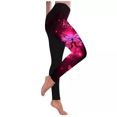 Fashion Women Butterfly Print Leggings Pants High Waist Sport Pants