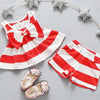 Load image into Gallery viewer, Girls Bow Tie Stripe Sleeveless Dresses With Short Pant Clothes