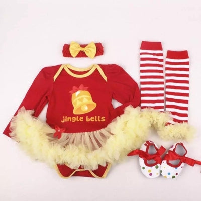 Babypigekjole Jumper Suit Fodtøj Sokker Hårbånd Outfit