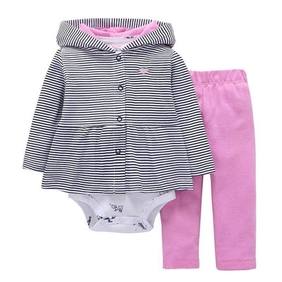 New baby boy girl stripes pink pant+white romper clothes