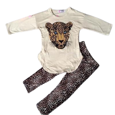 Full Girl Long Sleeve T Shirt Leopard Leggings Clothes