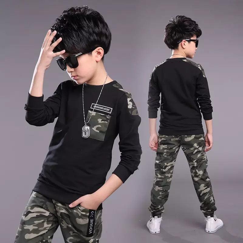 kid boys khaki army green tracksuit clothes with jacket Bump baby and beyond